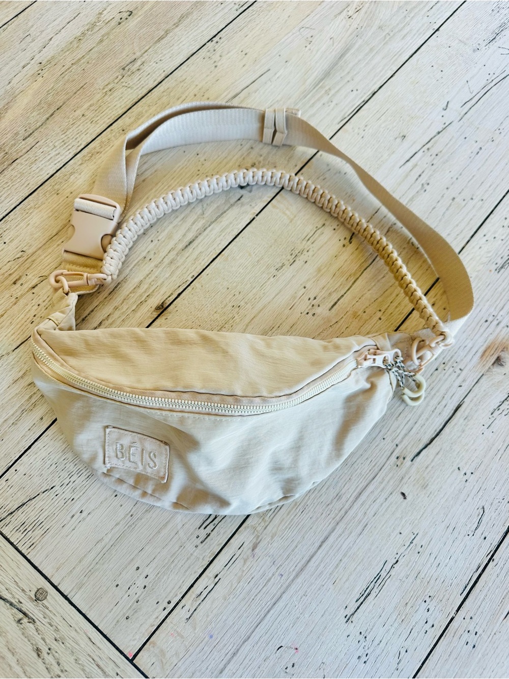 BEIS Beige Crossbody Belt Bag with Elastic Strap
